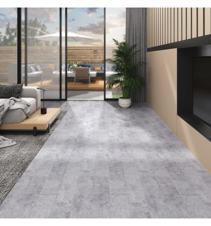 Dalles de plancher PVC 4,46 m² 3 mm autoadhésif gris ciment | Mobilier & Déco