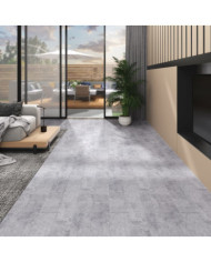 Dalles de plancher PVC 4,46 m² 3 mm autoadhésif gris ciment | Mobilier & Déco