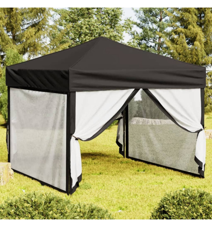 Tente de réception pliable avec parois Noir 3x3 m | Mobilier & Déco