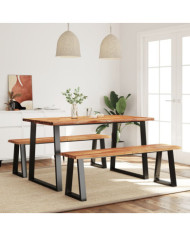Ensemble à manger 3 pcs avec bord vivant bois massif d'acacia | Mobilier & Déco