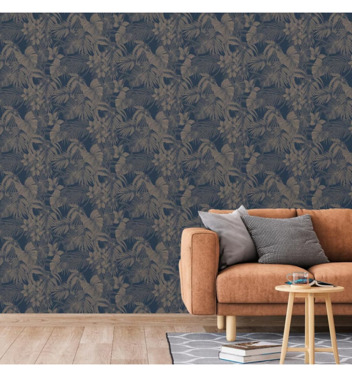DUTCH WALLCOVERINGS Papier peint Joelle Argenté et bleu | Mobilier & Déco