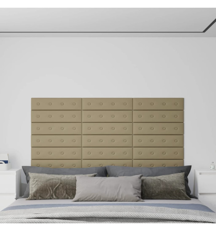 Panneaux muraux 12 pcs Cappuccino 60x15 cm Similicuir 1,08 m² | Mobilier & Déco