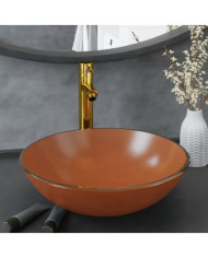 Lavabo de bain avec robinet et drain à poussoir Verre trempé | Mobilier & Déco