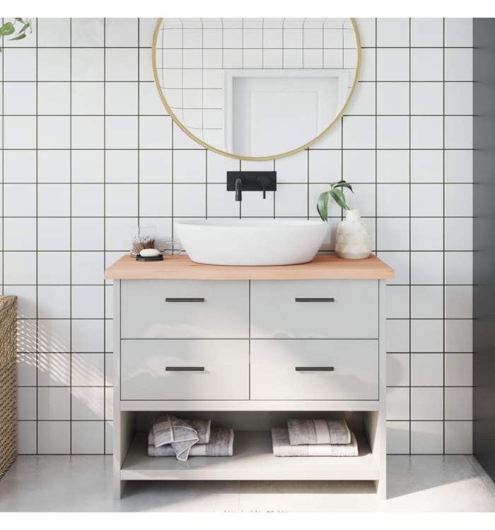 Comptoir de salle de bain 100x30x(2-4)cm bois massif non traité | Mobilier & Déco