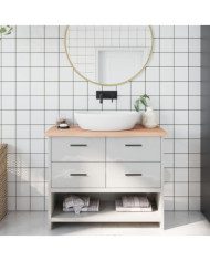Comptoir de salle de bain 100x30x(2-4)cm bois massif non traité | Mobilier & Déco