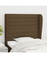 Tête de lit avec oreilles Marron foncé 103x23x118/128 cm Tissu | Mobilier & Déco