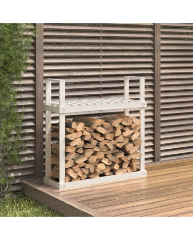 Support pour bois de chauffage Blanc 110x35x108,5cm Bois de pin | Mobilier & Déco