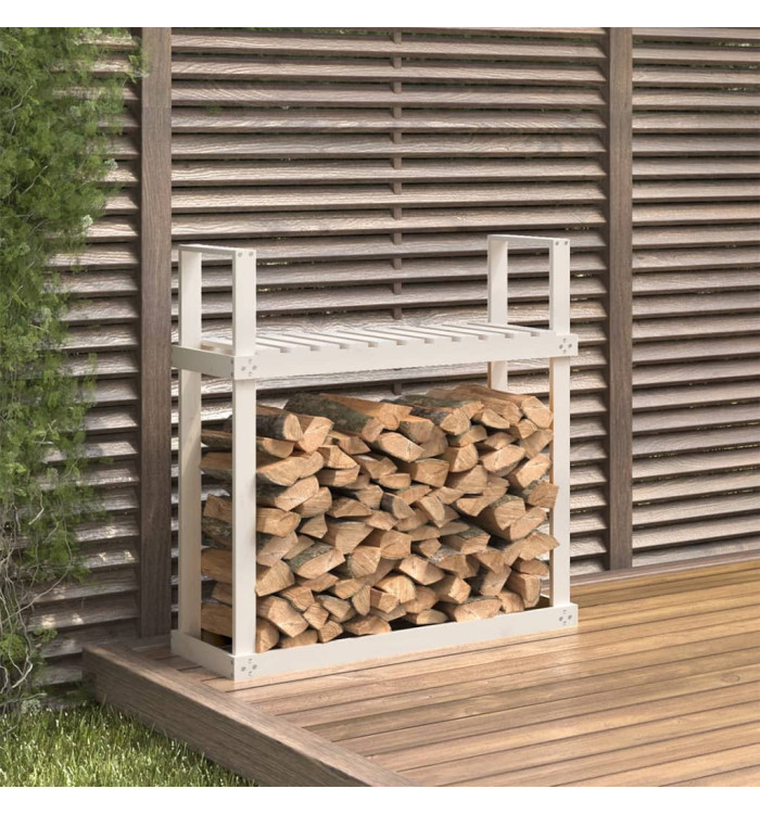 Support pour bois de chauffage Blanc 110x35x108,5cm Bois de pin | Mobilier & Déco