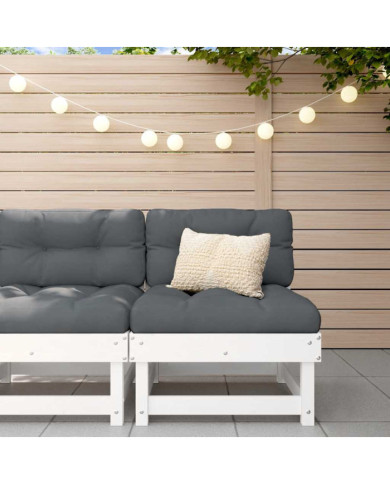 Canapé central avec coussins blanc bois de pin massif | Mobilier & Déco