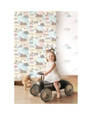 Noordwand Papier peint Mondo baby Clouds Blanc, bleu et rose | Mobilier & Déco