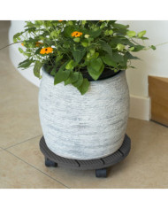 Nature Chariot à plantes rond Ø30 cm anthracite bois | Mobilier & Déco