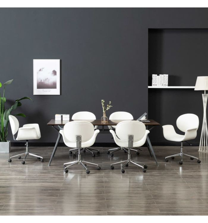 Chaises pivotantes à manger lot de 6 blanc similicuir | Mobilier & Déco
