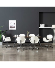 Chaises pivotantes à manger lot de 6 blanc similicuir | Mobilier & Déco