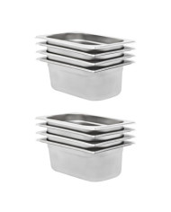 Récipients Gastronorm 8 pcs GN 1/4 100 mm Acier inoxydable | Mobilier & Déco