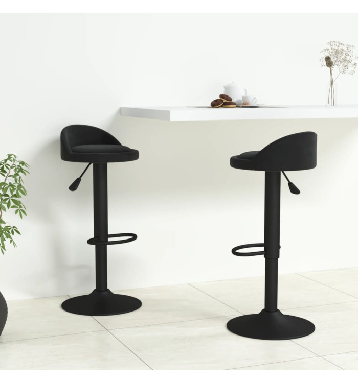 Tabourets de bar lot de 2 Noir Velours | Mobilier & Déco