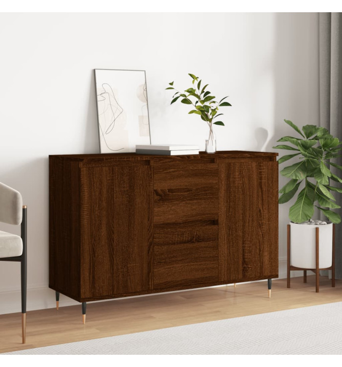 Buffet chêne marron 104x35x70 cm bois d'ingénierie | Mobilier & Déco