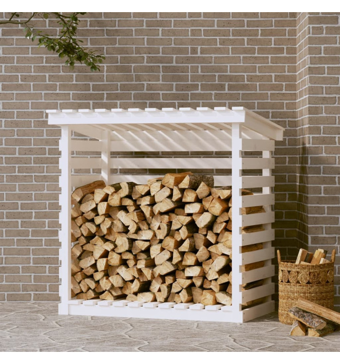 Support pour bois de chauffage Blanc 108x73x108 cm Bois de pin | Mobilier & Déco