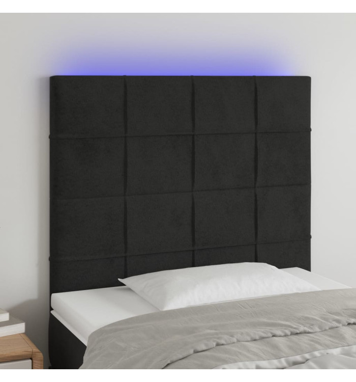 Tête de lit à LED Noir 80x5x118/128 cm Velours | Mobilier & Déco