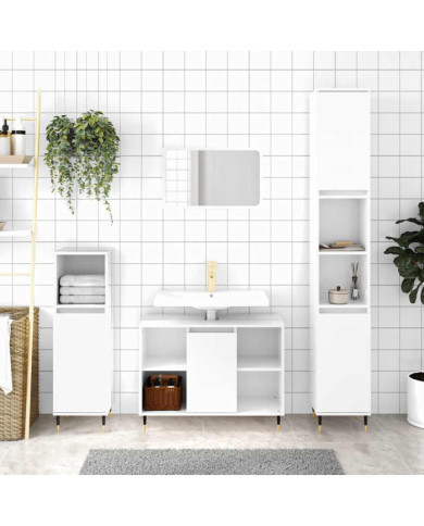 Armoire de salle de bain blanc brillant 80x33x60 cm | Mobilier & Déco