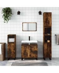Armoire de bain chêne fumé 65x33x60 cm bois d'ingénierie | Mobilier & Déco