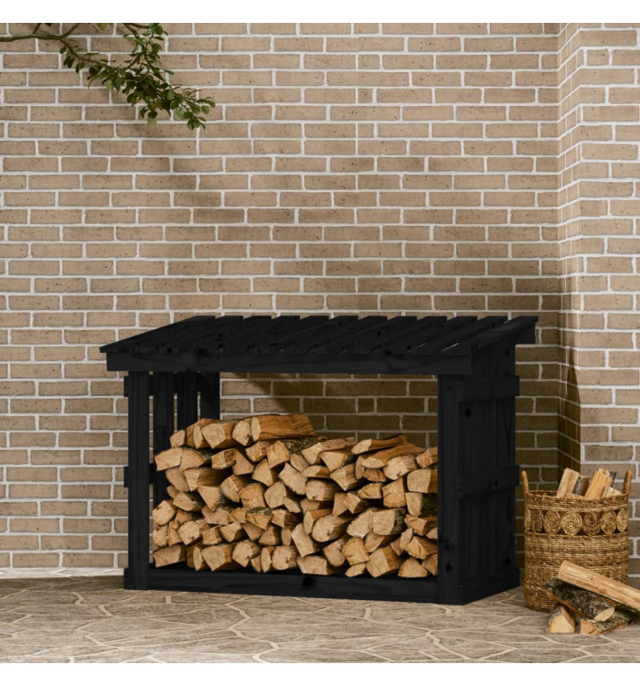 Support pour bois de chauffage Noir 108x64,5x77 cm Bois de pin | Mobilier & Déco