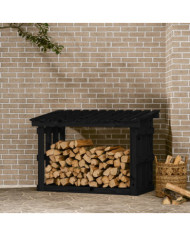 Support pour bois de chauffage Noir 108x64,5x77 cm Bois de pin | Mobilier & Déco