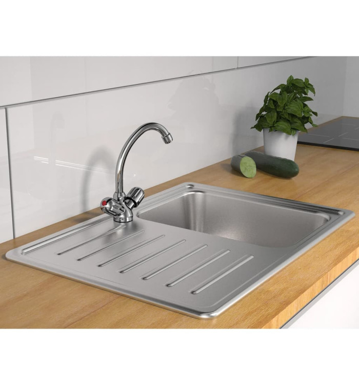 SCHÜTTE Mitigeur d'évier 2 poignées PERUZZI à basse pression chrome | Mobilier & Déco