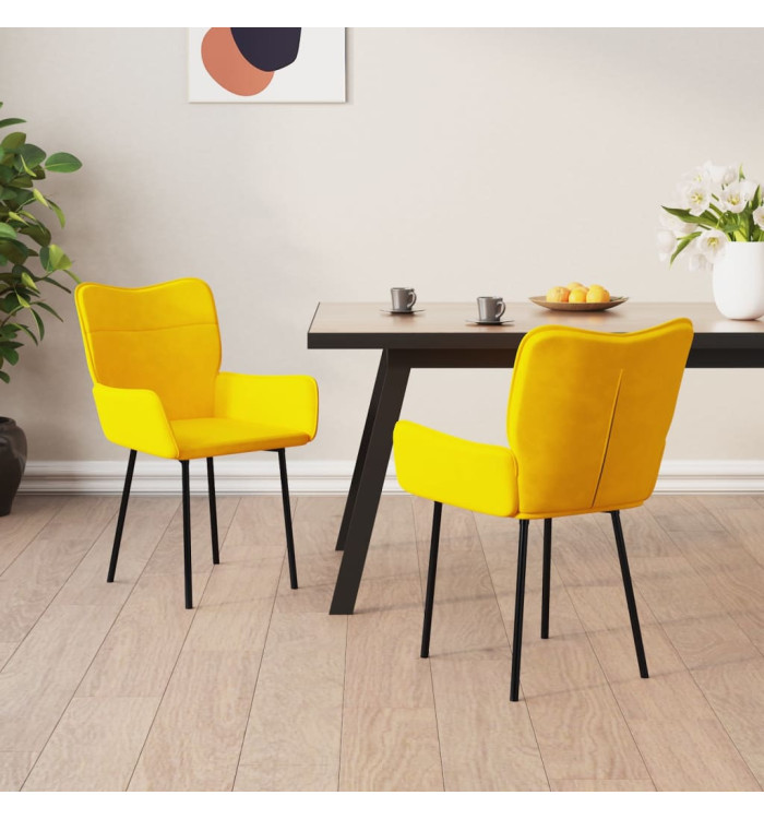 Chaises à manger lot de 2 Jaune Velours | Mobilier & Déco
