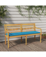 Banc Batavia avec coussin bleu 150 cm Bois de teck massif | Mobilier & Déco