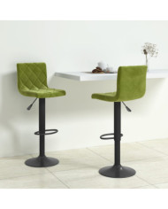 Tabourets de bar lot de 2 vert clair velours | Mobilier & Déco