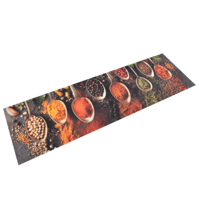 Tapis de cuisine lavable impression cuillère épices 45x150 cm | Mobilier & Déco