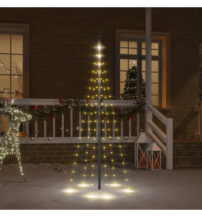 Sapin de Noël sur mât de drapeau 108 LED Blanc chaud 180 cm | Mobilier & Déco