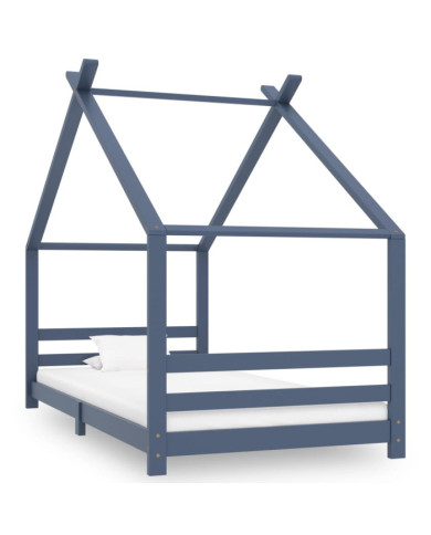 Cadre de lit d'enfant Gris Bois de pin massif 90x200 cm | Mobilier & Déco