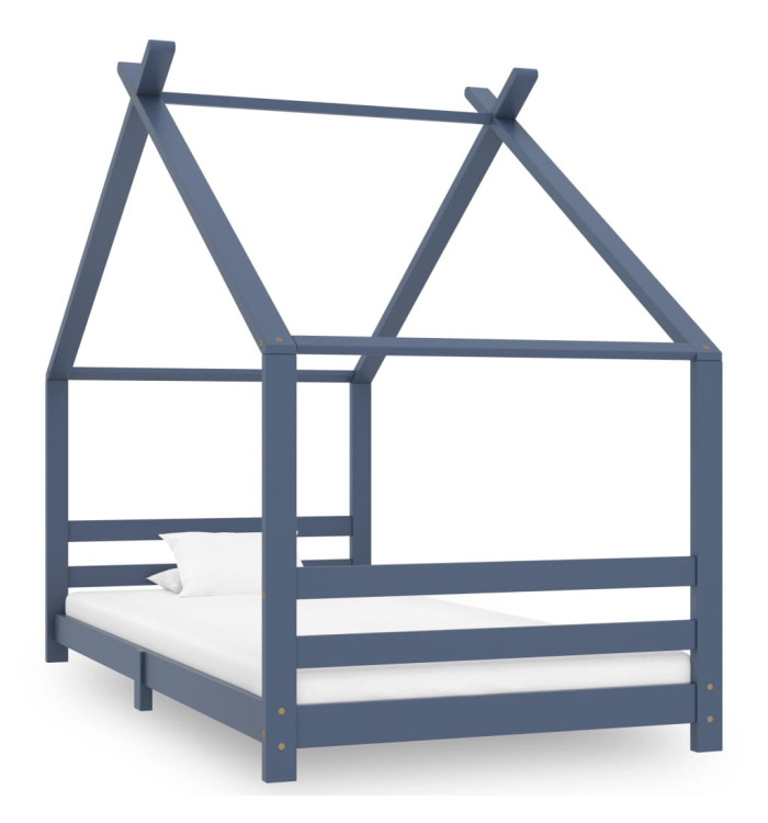 Cadre de lit d'enfant Gris Bois de pin massif 90x200 cm | Mobilier & Déco