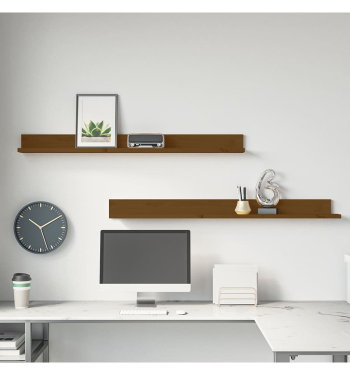 Étagères murales 2pcs Marron miel 110x11x9cm Bois de pin massif | Mobilier & Déco