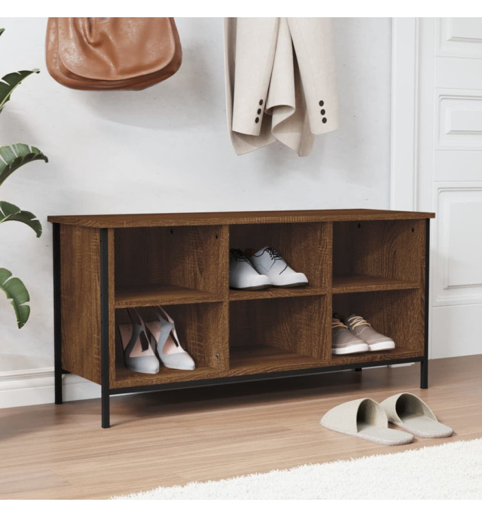 Armoire à chaussures chêne marron 100x35x50cm bois d'ingénierie | Mobilier & Déco