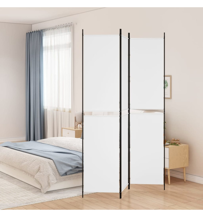 Cloison de séparation 3 panneaux Blanc 150x220 cm Tissu | Mobilier & Déco