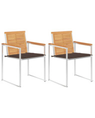 Chaises de jardin avec coussins lot de 2 Teck solide et acier | Mobilier & Déco
