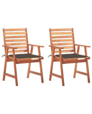 Chaises à manger d'extérieur lot de 2 et coussins Acacia massif | Mobilier & Déco