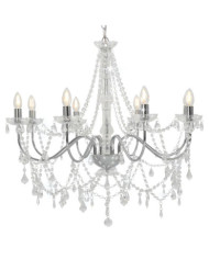 Lustre avec perles Argenté 8 ampoules E14 | Mobilier & Déco