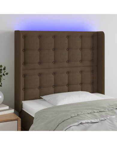 Tête de lit à LED Marron foncé 103x16x118/128 cm Tissu | Mobilier & Déco