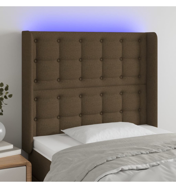Tête de lit à LED Marron foncé 103x16x118/128 cm Tissu | Mobilier & Déco