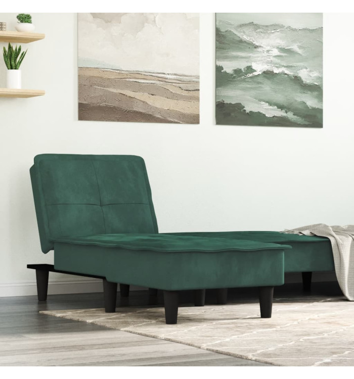 Chaise longue vert foncé velours | Mobilier & Déco