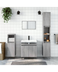 Ensemble d'armoires de salle de bain 3 pcs sonoma gris | Mobilier & Déco
