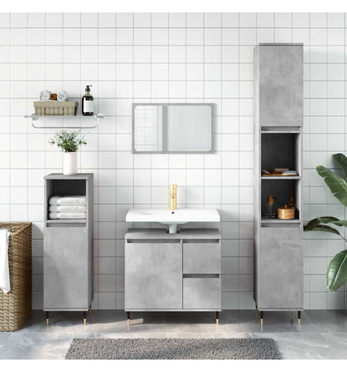 Armoire de salle de bain gris béton 65x33x60 cm | Mobilier & Déco