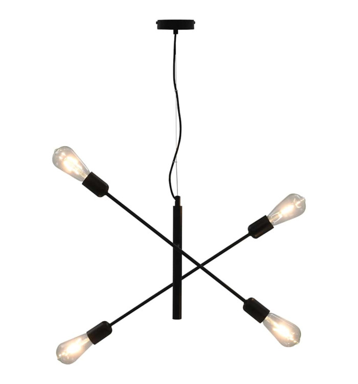 Plafonnier avec ampoules à filament 2 W Noir E27 | Mobilier & Déco