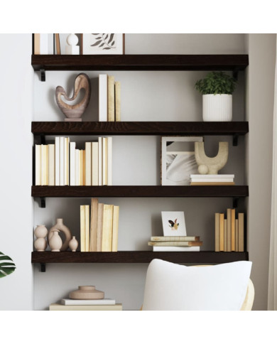 Étagère murale marron foncé bois chêne massif traité | Mobilier & Déco