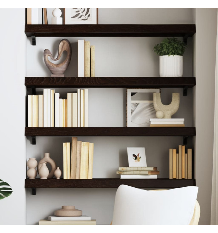 Étagère murale marron foncé bois chêne massif traité | Mobilier & Déco