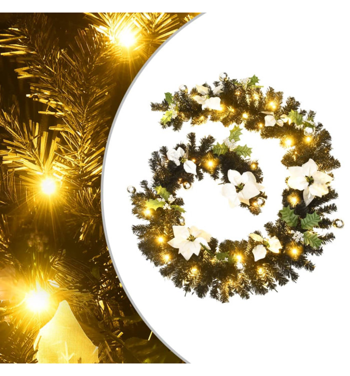 Guirlande de Noël avec lumières LED Noir 2,7 m PVC | Mobilier & Déco