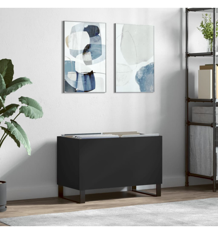 Armoire à disques noir 74,5x38x48 cm bois d'ingénierie | Mobilier & Déco